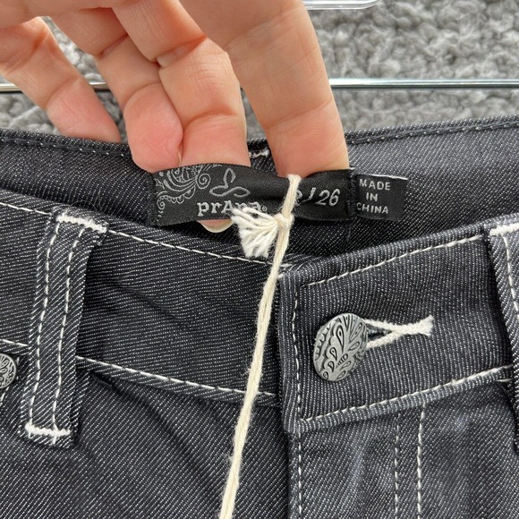 Prana Jeans Womens 26X32 Dark Wash Mid Rise Narrow Straight Breathe Denim Pant - Picture 4 of 12